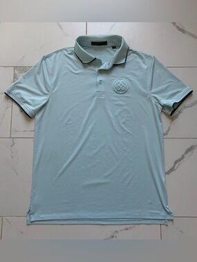 G/FORE Circle Gs Embossed Tech Jersey Banded Sleeve Golf Polo Shirt Size M Mint